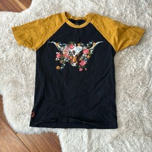 Rodeo Quincy Longhorn Print T-Shirt Size Women’s Small